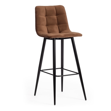 Стул барный Tetchair CHILLY mod.7095б ткань/металл, 53х44х104 см, высота до сиденья 76 см, коричневый barkhat 12/черный