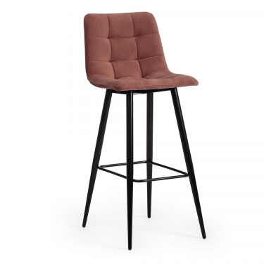 Стул барный Tetchair CHILLY mod.7095б ткань/металл, 53х44х104 см, высота до сиденья 76 см, коралловый barkhat 15 /черный
