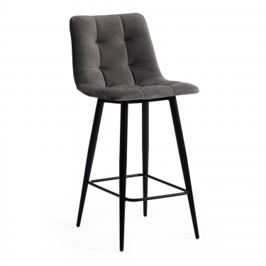 Стул полубарный Tetchair CHILLY mod. 7095пб ткань/металл, 53x44x94 см, высота до сиденья 66 см, серый barkhat 26/черный