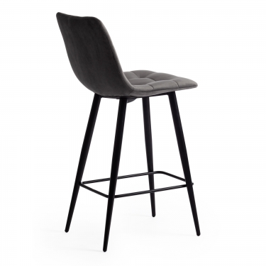 Стул полубарный Tetchair CHILLY mod. 7095пб ткань/металл, 53x44x94 см, высота до сиденья 66 см, серый barkhat 26/черный