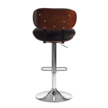 Барный стул Tetchair DRAKAR mod.4050 металл/дерево/экокожа, 51х56х95-116 см, высота сиденья 65-87 см, черный/орех/хром