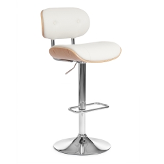 Барный стул DRAKAR mod.4050 DRAKAR mod.4050 металл/дерево/экокожа, 51х56х95-116 см, высота сиденья 65-87 см, белый/нат/хром