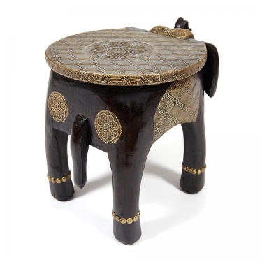 Столик Tetchair Secret De Maison GOLDEN SLON mod. ND-006 дерево манго/латунная чеканка, 40х30х31 см, этническая роспись
