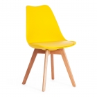 Стул TULIP mod. 73 дерево/пластик/ПУ, 48.552.583cм, желтый