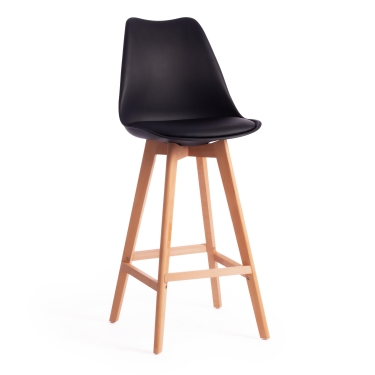 Стул барный Tetchair TULIP BAR mod. C1014H пластик/дерево, 57 х 48 х 104 см, черный 3010/натуральный