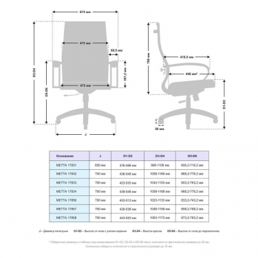 Кресло офисное Метта МЕТТА B 2b 19/K130, Основание 17832 Комплект 4 Светло-серое