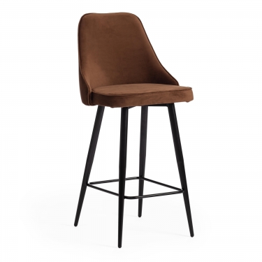 Стул барный Tetchair KISH mod. 714 ткань/металл, 50х57х110 см, высота до сиденья 78 см, коричневый barkhat 11/черный