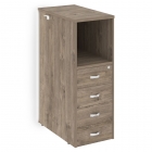 Тумба с подсветкой 4 ящика проходная, средняя Рива ONIX O.R-TV-4.S Тиквуд Темный