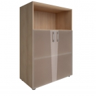 Шкаф книжный средний со стеклом без топа Рива YALTA LT-ST 2.2 Снежная Патина