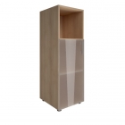 Шкаф книжный средний со стеклом без топа Рива YALTA LT-SU 2.2Л Снежная Патина