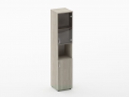 Шкаф высокий со стеклом и нишей Персона Грата Glassy 6.19.14Пр Дуб сантана светлый