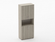 Шкаф высокий закрытый с нишей Персона Грата Glassy 6.19.111 Дуб сантана светлый