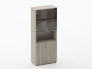 Шкаф высокий со стеклом и нишей Персона Грата Glassy 6.19.141 Дуб сантана светлый