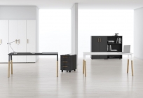 Комплект офисной мебели Forta 1 Белый премиум Черный графит Дуб Гамильтон