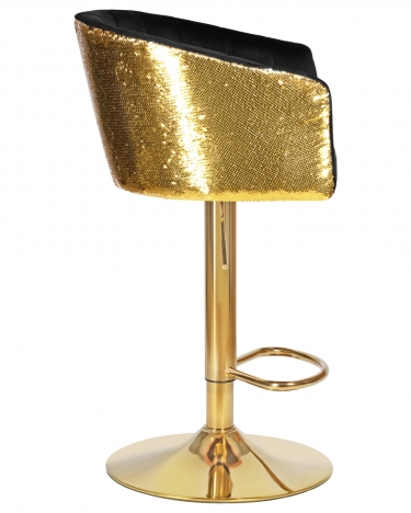 Стул барный DOBRIN DOBRIN DARCY GOLD SHINY черный велюр с золотыми пайетками
