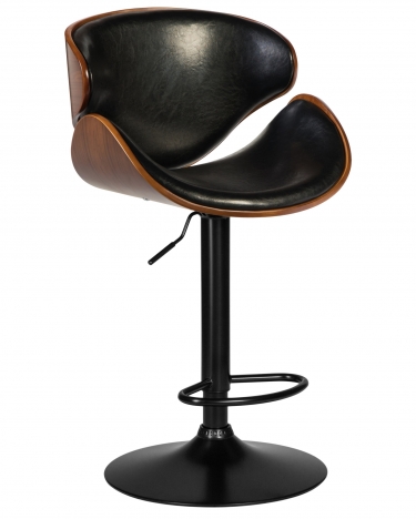 Стул барный DOBRIN DOBRIN KARTER BLACK коричевый орех дерево BWW, черный PU