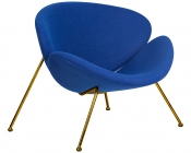 Кресло дизайнерское DOBRIN EMILY синяя ткань AF6, золотое основание