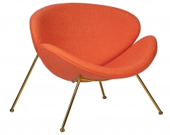 Кресло дизайнерское DOBRIN EMILY оранжевая ткань AF, золотое основание