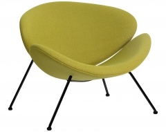 Кресло дизайнерское DOBRIN EMILY светло-зеленая ткань AF3, черное основание