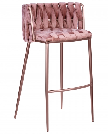 Стул барный DOBRIN DOBRIN EMMA ROSE GOLD розовый велюр VF-10