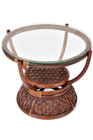Столик кофейный Tetchair Andrea ротанг, D60х50см, Pecan Washed античн. орех