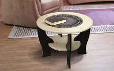 Стол журнальный Марибель со вставкой из стекла круглый Дуб беленый-венге