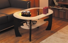 Стол журнальный Марибель со вставкой из стекла овальный Сандал белый Венге