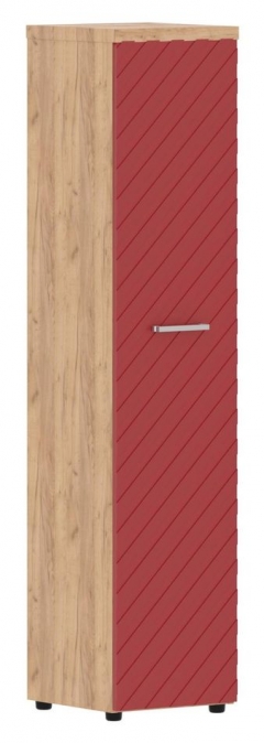 Шкаф колонка с глухой дверью и топом Torr LUX TLHC 42.1 Дуб Бофорд Красный