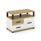 Тумба приставная сервисная с надставкой широкой Рива CONCEPT CN.TSR-003 B/W Дуб Винченцо Белый бриллиант Черный