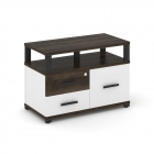 Тумба приставная сервисная с надставкой широкой Рива CONCEPT CN.TSR-003 B/W Дуб Мали Белый бриллиант Черный