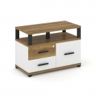 Тумба приставная сервисная с надставкой широкой Рива CONCEPT CN.TSR-003 B/W Сандал Янтарный Белый бриллиант Черный