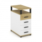 Тумба приставная с 4-мя ящиками и надставкой Рива CONCEPT CN.TGO-003 B/W Дуб Винченцо Белый бриллиант Черный