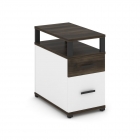 Тумба опорная/приставная с ящиком, распашным фасадом и надставкой Рива CONCEPT CN.TGP-002 B/W Дуб Мали Белый бриллиант Черный