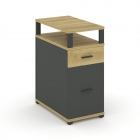 Тумба опорная/приставная с ящиком, распашным фасадом и надставкой Рива CONCEPT CN.TGO-006 B/W Дуб Винченцо Антрацит