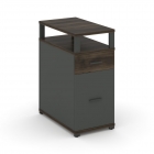 Тумба опорная/приставная с ящиком, распашным фасадом и надставкой Рива CONCEPT CN.TGO-006 B/W Дуб Мали Антрацит