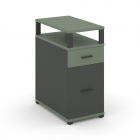 Тумба опорная/приставная с ящиком, распашным фасадом и надставкой Рива CONCEPT CN.TGO-006 B/W Кобо Антрацит