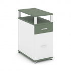 Тумба опорная/приставная с ящиком, распашным фасадом и надставкой Рива CONCEPT CN.TGO-006 B/W Кобо Белый бриллиант Белый