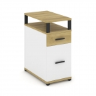 Тумба опорная/приставная с ящиком, распашным фасадом и надставкой Рива CONCEPT CN.TGO-006 B/W Дуб Винченцо Белый бриллиант Черный