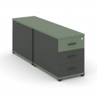 Тумба двухсторонняя опорная приставная с 3-мя ящиками Рива CONCEPT CN.DTGO-001 B/W Кобо Антрацит