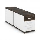 Тумба двухсторонняя опорная приставная с 3-мя ящиками Рива CONCEPT CN.DTGO-001 B/W Дуб Мали Белый бриллиант Белый