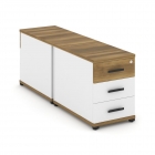 Тумба двухсторонняя опорная приставная с 3-мя ящиками Рива CONCEPT CN.DTGO-001 B/W Сандал Янтарный Белый бриллиант Черный