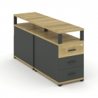 Тумба двухсторонняя опорная приставная с 3-мя ящиками и надставкой Рива CONCEPT CN.DTGP-001 B/W Дуб Винченцо Антрацит