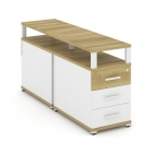 Тумба двухсторонняя опорная приставная с 3-мя ящиками и надставкой Рива CONCEPT CN.DTGP-001 B/W Дуб Винченцо Белый бриллиант Белый