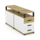 Тумба двухсторонняя опорная приставная с 3-мя ящиками и надставкой Рива CONCEPT CN.DTGP-001 B/W Дуб Винченцо Белый бриллиант Черный