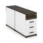 Тумба двухсторонняя опорная приставная с 4-мя ящиками Рива CONCEPT CN.DTGO-002 B/W Дуб Мали Белый бриллиант Черный