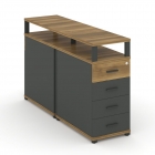 Тумба двухсторонняя опорная приставная с 4-мя ящиками и надставкой Рива CONCEPT CN.DTGO-003 B/W Сандал Янтарный Антрацит