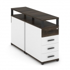 Тумба двухсторонняя опорная приставная с 4-мя ящиками и надставкой Рива CONCEPT CN.DTGO-003 B/W Дуб Мали Белый бриллиант Черный
