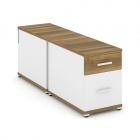 Тумба двухсторонняя опорная приставная с ящиком и распашным фасадом Рива CONCEPT CN.DTGO-004 B/W Сандал Янтарный Белый бриллиант Белый