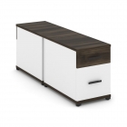 Тумба двухсторонняя опорная приставная с ящиком и распашным фасадом Рива CONCEPT CN.DTGO-004 B/W Дуб Мали Белый бриллиант Черный