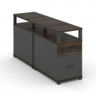Тумба двухсторонняя опорная приставная с ящиком, распашным фасадом и надставкой Рива CONCEPT CN.DTGP-002 B/W Дуб Мали Антрацит
